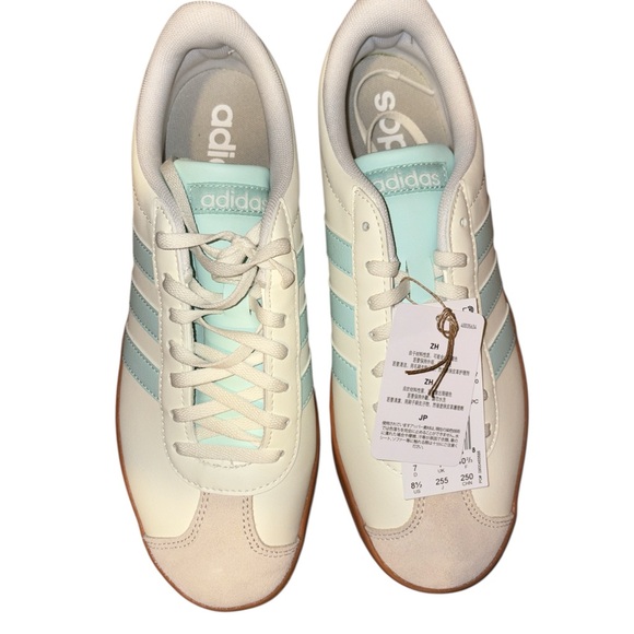 Adidas Cream and Light Blue VL Court Base Sneakers 8.5 NWT - Picture 4 of 5